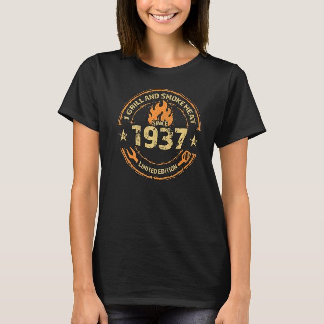 Camiseta Parrilla Y Carne De Humo Desde 1937 Cumpleaños 85 (Anverso)