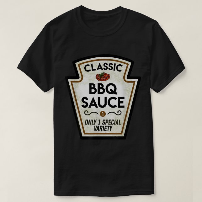 Camiseta Parrillada BBQ Sauce Etiqueta de botella Halloween (Diseño del anverso)