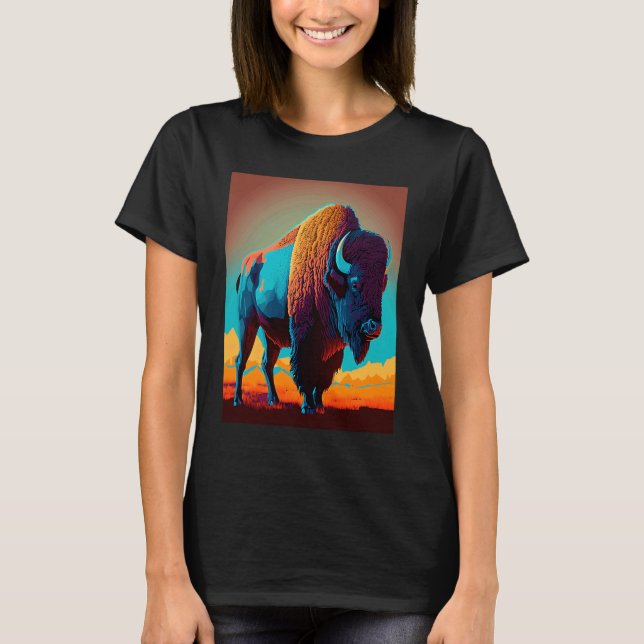 Camiseta Parrillada de Búfalo Animal Pop Americano 3 (Anverso)