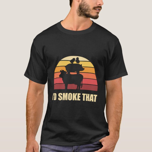 Camiseta Parrillada de carne ahumada Barbacoa de filete ret (Anverso)