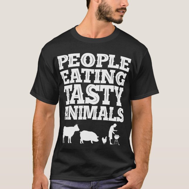 Camiseta Parrillada desagradable, gente comiendo animales d (Anverso)