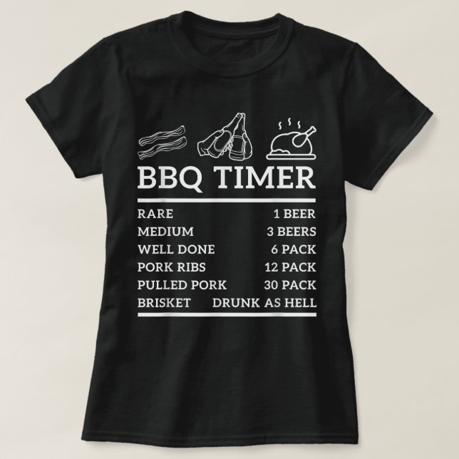 Camiseta Parrillada divertida diciendo BBQ Timer Bbq Beer G (Diseño del anverso)