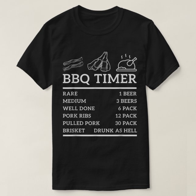 Camiseta Parrillada divertida diciendo BBQ Timer Bbq Beer G (Diseño del anverso)