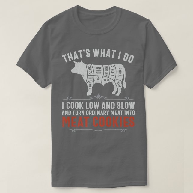 Camiseta parrilladas de parrilladas humeante carne de cocin (Diseño del anverso)
