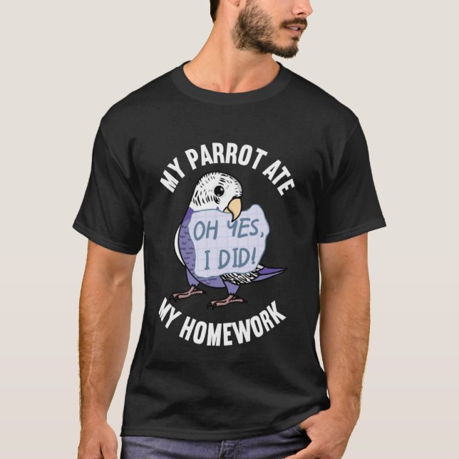 Camiseta Parrot Ate mi hogar Violet Budgie Budgerigar (Anverso)