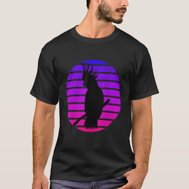 Camiseta Parrot Bird Vintage Molestias Estilo Retro Silhoue (Anverso)