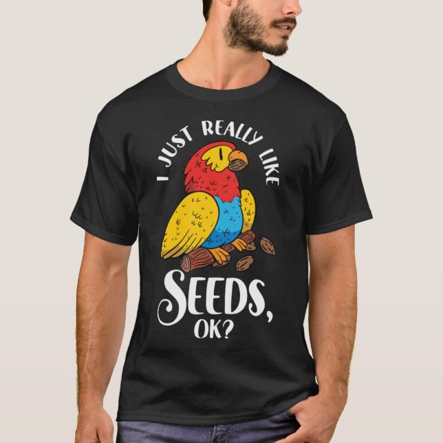 Camiseta Parrot Cockatiel Wildlife Bird Seed Mascota Food P (Anverso)