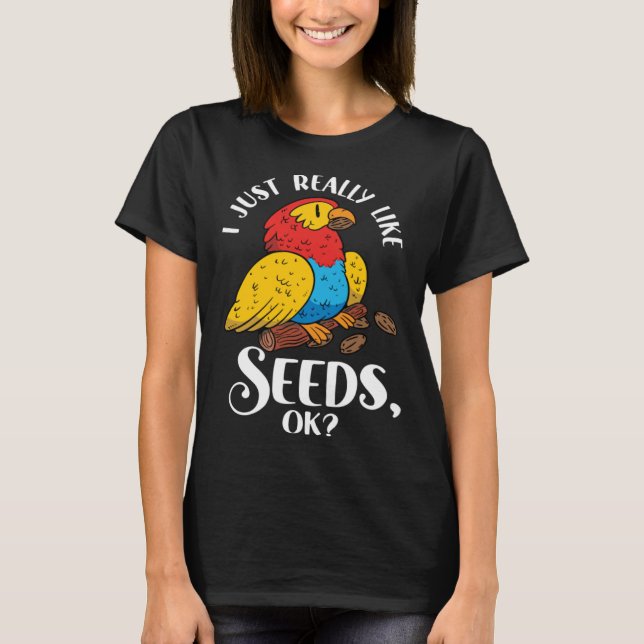 Camiseta Parrot Cockatiel Wildlife Bird Seed Mascota Food P (Anverso)