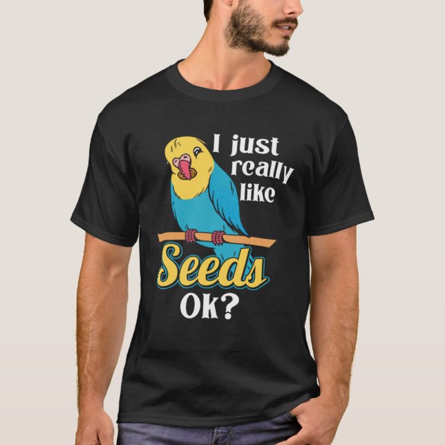 Camiseta Parrot Cockatiel Wildlife Bird Seed Mascota Food P (Anverso)