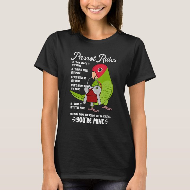 Camiseta Parrot House Rules It's Mine I Cherry-headed Conur (Anverso)