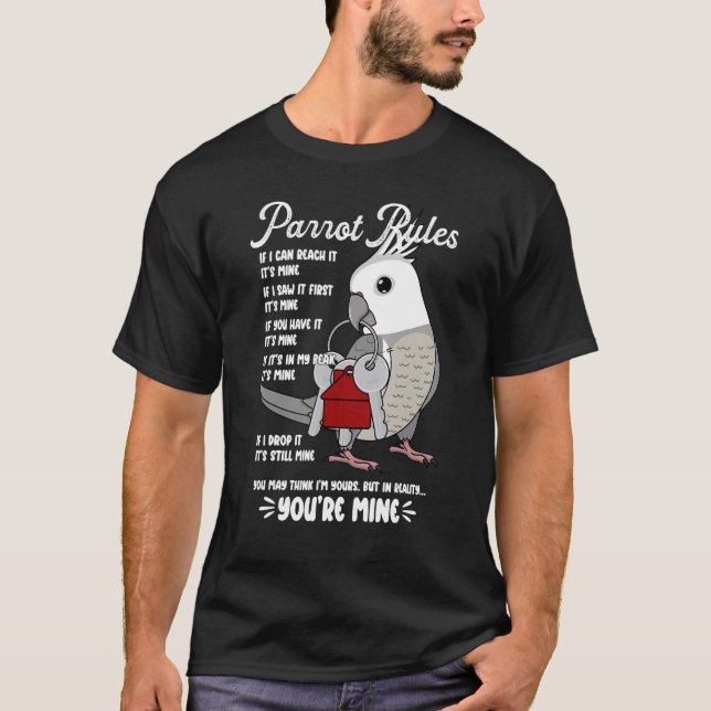 Camiseta Parrot House Rules It's Mine I White-faced Grey Co (Anverso)