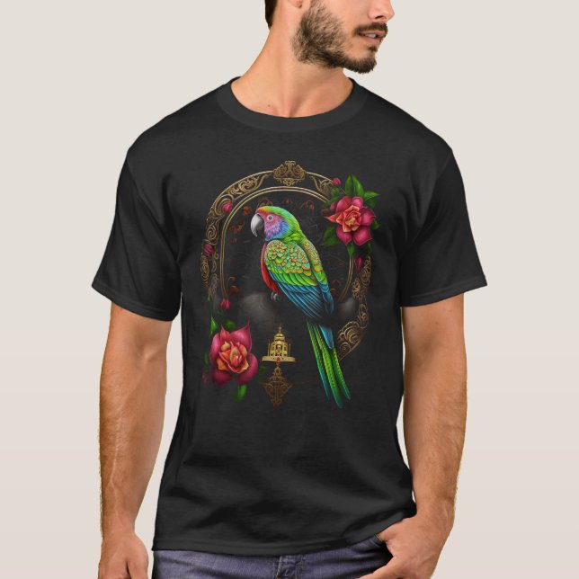 Camiseta Parrot Mandala Flores Loro de Aves (Anverso)