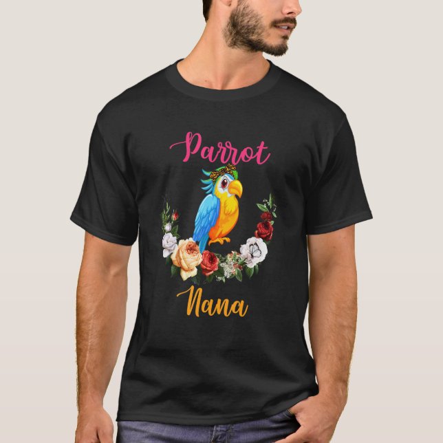 Camiseta Parrot Nana Floral Parrot Bow Tie Lover Mother's D (Anverso)