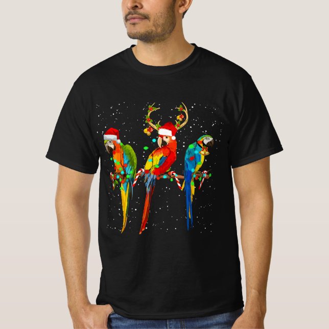 Camiseta Parrot Reindeer Santa Claus Merry Christmas Parrot (Anverso)