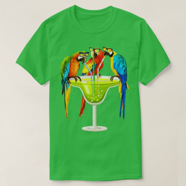 Camiseta Parrots Beben Margarita En Verano Vacacional Ave (Diseño del anverso)