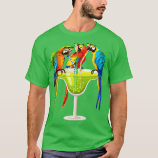 Camiseta Parrots Beben Margarita En Verano Vacacional Ave