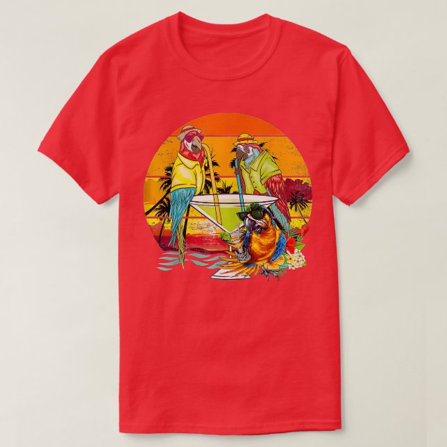 Camiseta Parrots Beben Margarita En Verano Vacacional Ave (Diseño del anverso)