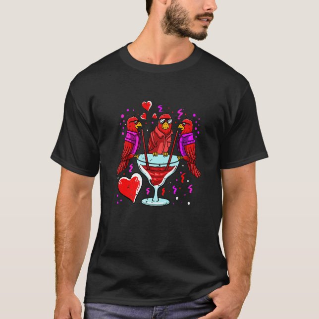 Camiseta Parrots Bebida Día de San Valentín de vino Cute An (Anverso)