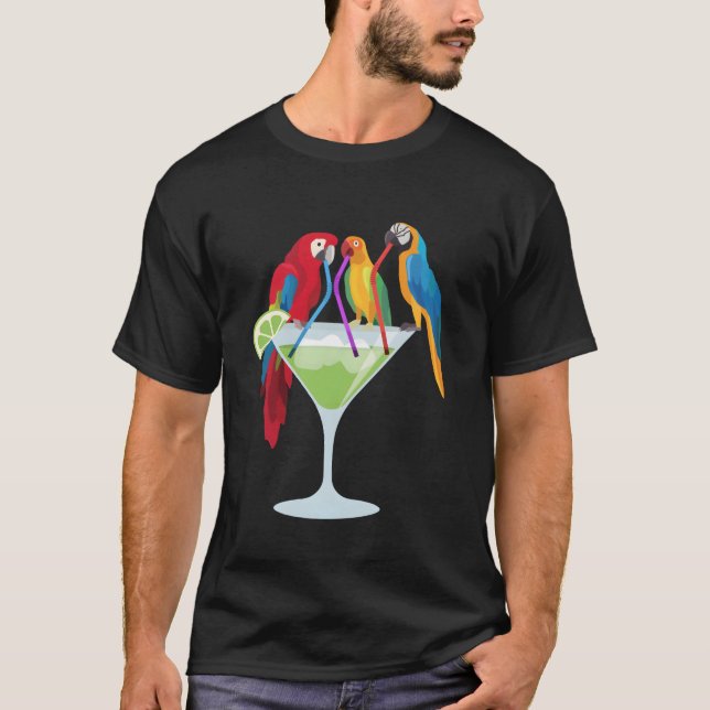 Camiseta Parrots Bebiendo Margarita Vacaciones Tropicales H (Anverso)