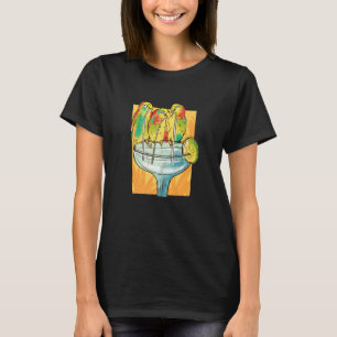 Camiseta Parrots ebrios tomando cóctel