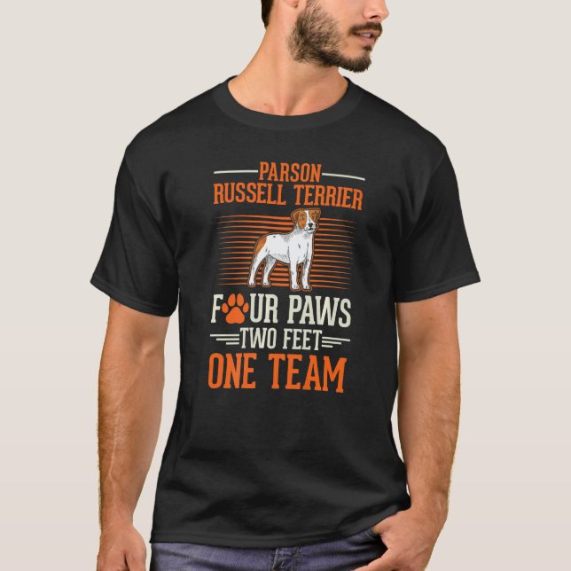 Camiseta Parson Russell Terrier four paws two feet one team (Anverso)