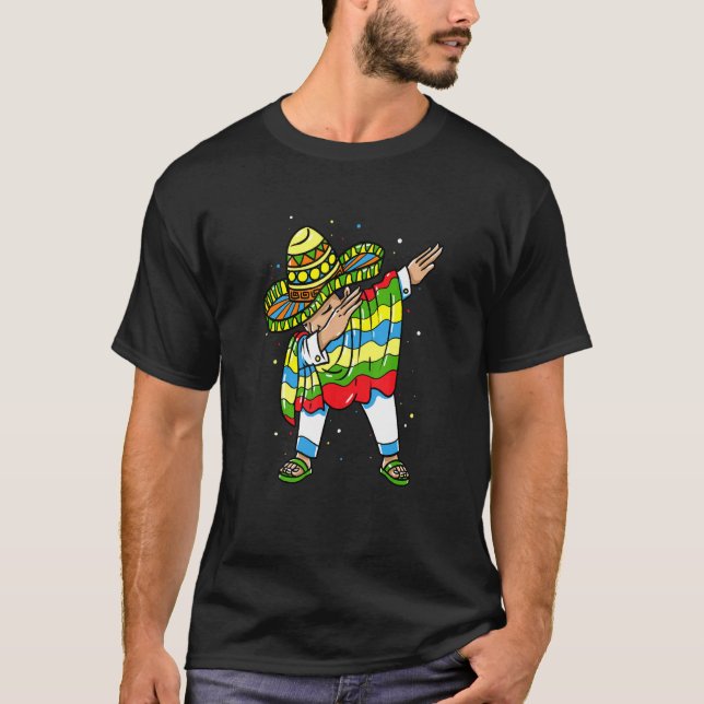 Camiseta Parte de Dabbing mexicano Poncho Sombrero Cinco de (Anverso)