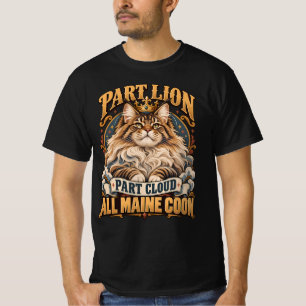 Camiseta Parte León Parte Nube Todo Arte de Gato Maine Coon