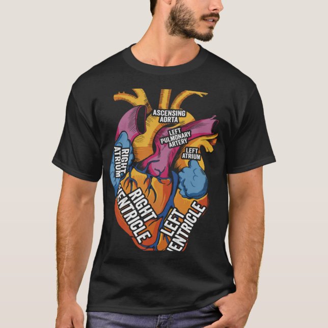 Camiseta Partes De La Cardiología Cardíaca Hombres Mujeres  (Anverso)