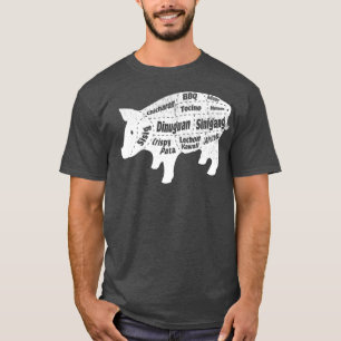 Camiseta Partes divertidas de cerdo de cerdo de comida fili