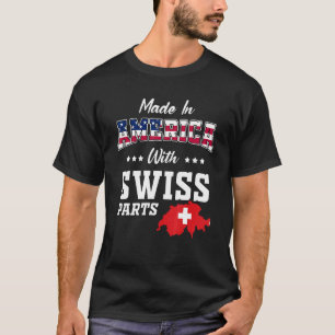 Camiseta Partes Suizas de América Mapa de Suiza Bandera de