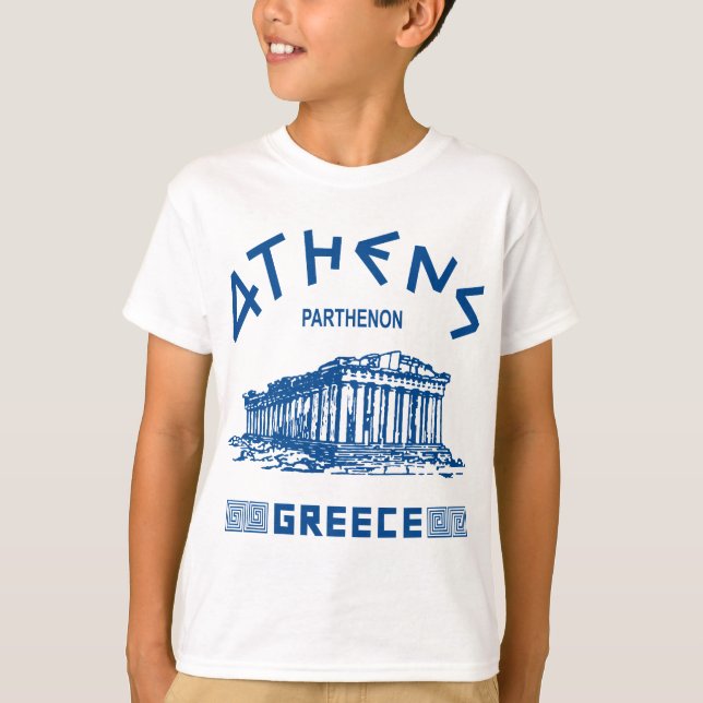 Camiseta Parthenon - Atenas - Griego (azul) (Anverso)