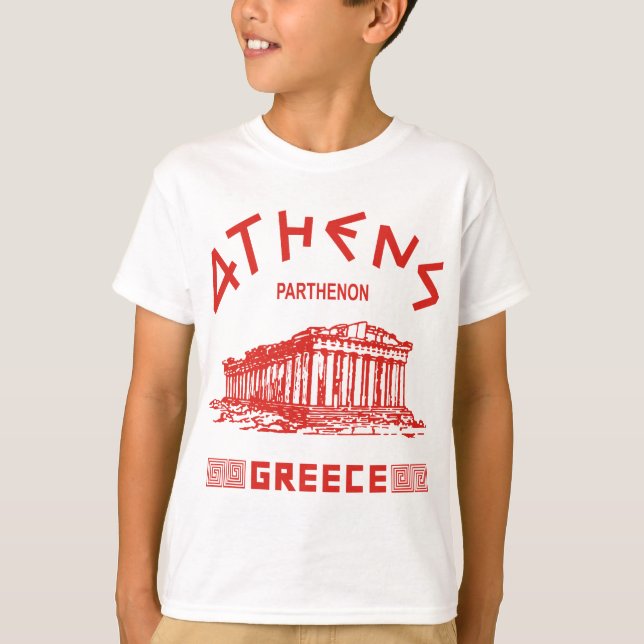 Camiseta Parthenon - Atenas - Griego (rojo) (Anverso)
