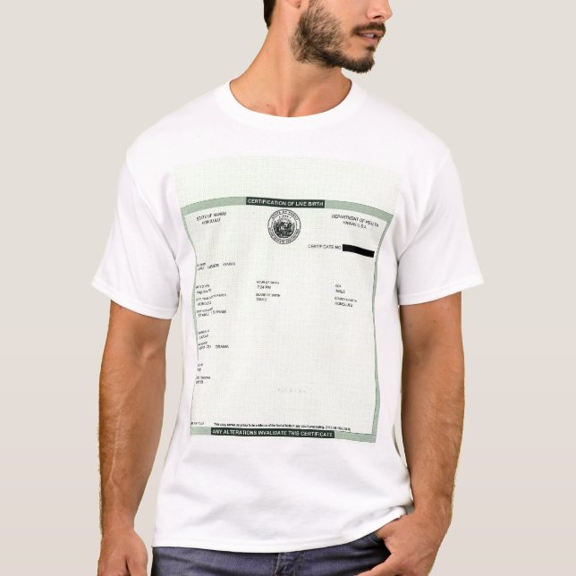 Camiseta Partida del nacimiento de Obama, en caso de que (Anverso)