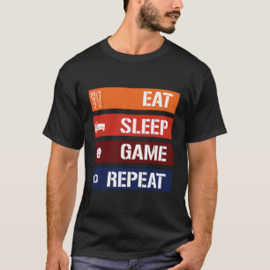 Camiseta Partida Divertida De Sueño Comido Repetir Para Vid
