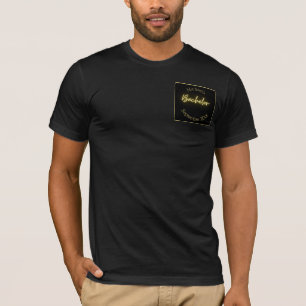 Camiseta Partido de Bachelor Minimalista Negro y Oro Modern