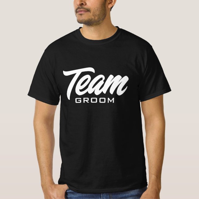 Camiseta Partido de boda en blanco y negro Team Groom (Anverso)
