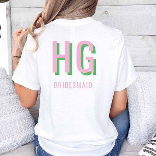 Camiseta Partido de Boda en Monograma Verde + Rosa Ligero