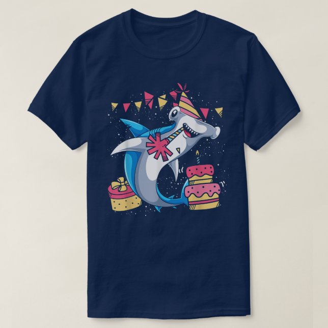 Camiseta Partido de Cumpleaños Cute Shark Ocean Animal Love (Diseño del anverso)