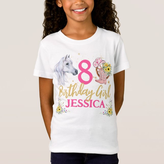 Camiseta Partido de cumpleaños de Caballo Blanco y Flores (Anverso)
