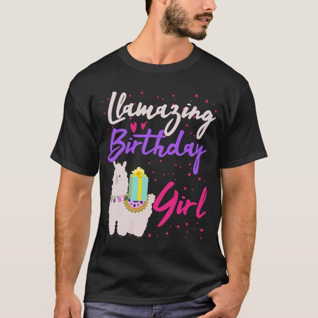 Camiseta Partido de Cumpleaños de Llama Llamando Chicas Cut (Anverso)