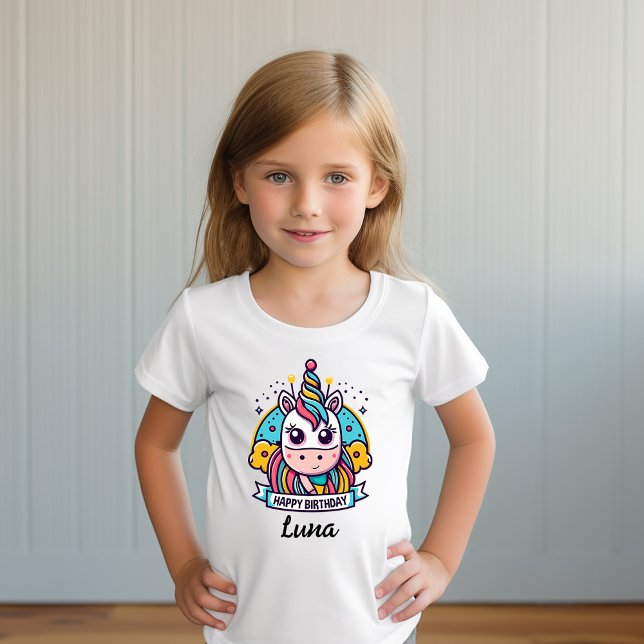 Camiseta Partido de cumpleaños de unicornio Chica personali (Subido por el creador)