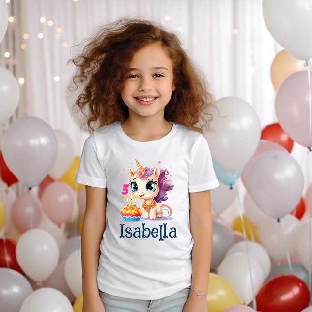 Camiseta Partido de cumpleaños de unicornio Chica personali (Subido por el creador)