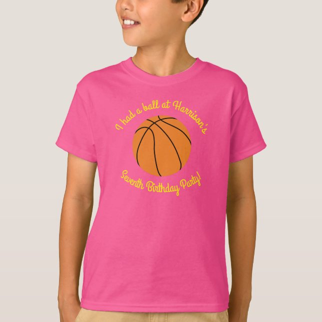 Camiseta Partido de Cumpleaños del Baloncesto Rosa (Anverso)