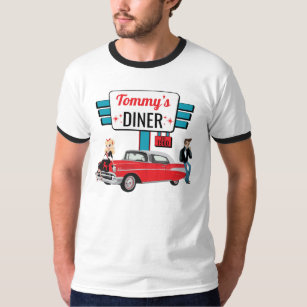 Camiseta Partido de cumpleaños Diner Retro de los autos de 