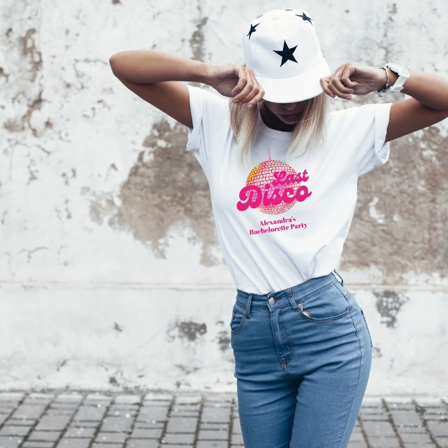 Camiseta Partido de la Bachelorette de Pink Last Disco Retr (Subido por el creador)