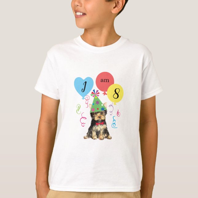 Camiseta Partido de los Cumpleaños Globos Yorkie (Anverso)