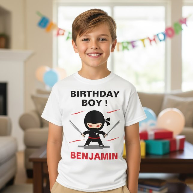 Camiseta Partido del Cumpleaños del Guerrero Cute Ninja (Subido por el creador)