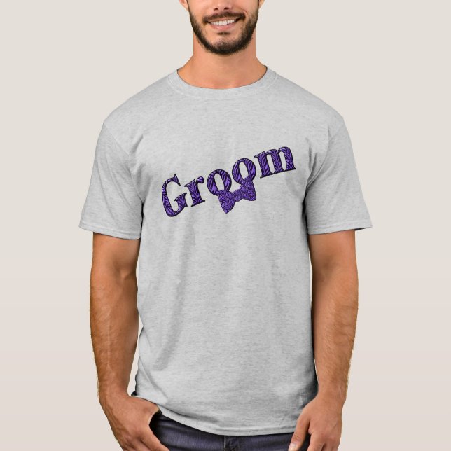 Camiseta Partido Groom Purple Zebra Print Wedding (Anverso)