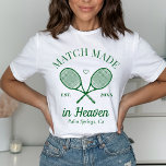 Camiseta Partido Hecho En El Heaven Tennis Club Bachelorett<br><div class="desc">Fiesta de la playa con temática de tenis. ¡Parte de toda una colección!</div>