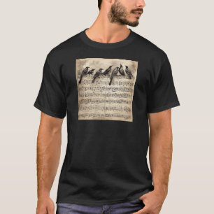 Camiseta Partitura Musical de Pájaros Cantores Vintage